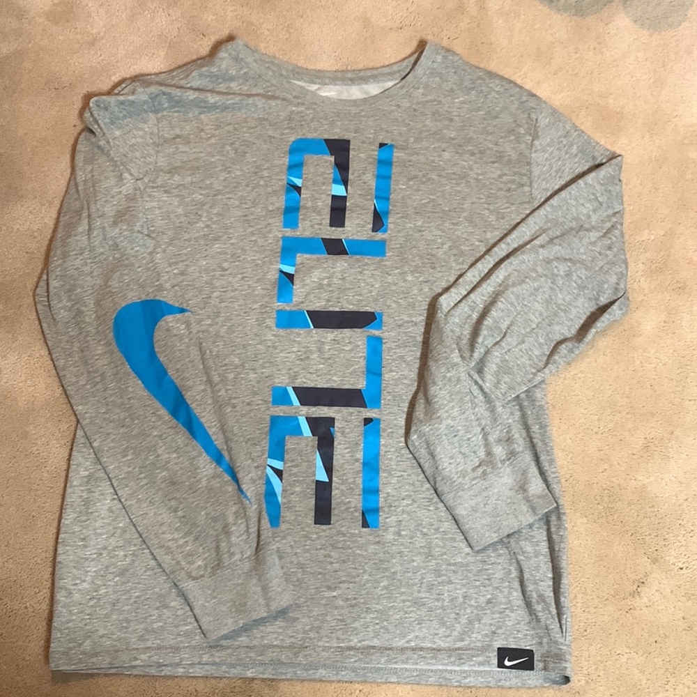 Nike athletic cut Dri-fit long sleeve shirt. Light grey. Size M.